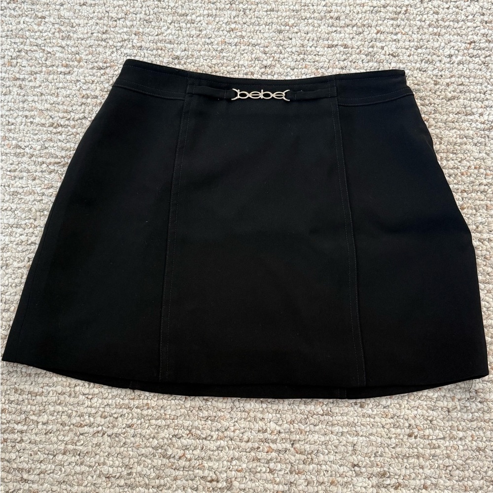 Bebe Black A-Line Mini Skirt for Work